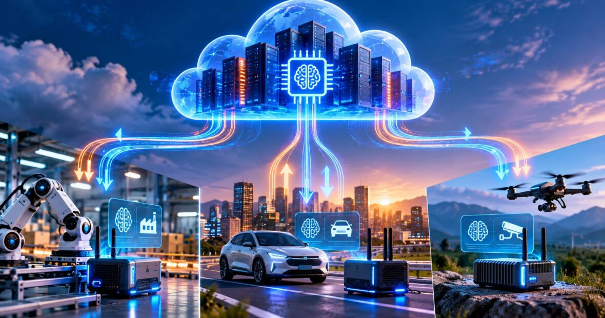 AI application routing tasks between cloud servers and edge devices