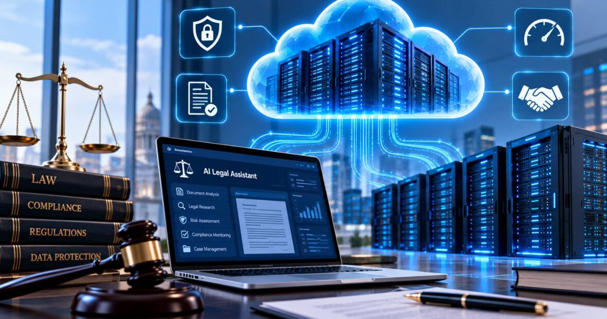 Cloud infrastructure for AI-powered legal technology securing confidential law firm documents