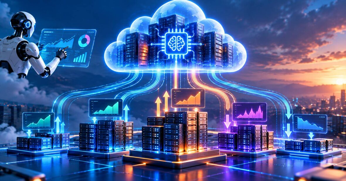 Cloud infrastructure for AI applications scaling GPU capacity during variable workload spikes