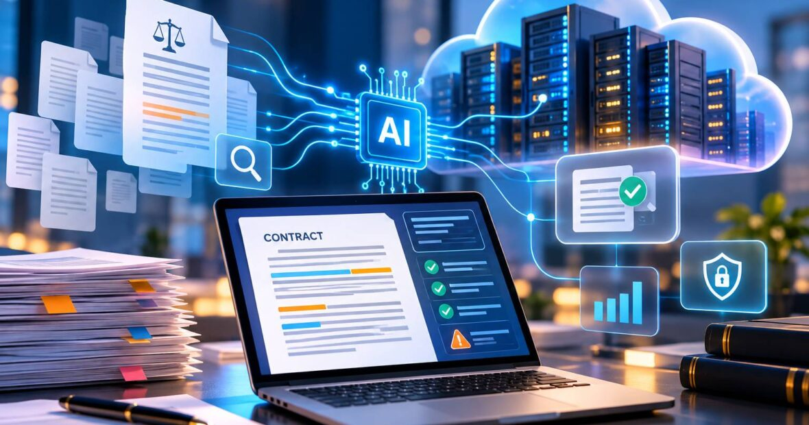 Cloud servers for AI contract analysis platforms extracting clauses from business contracts