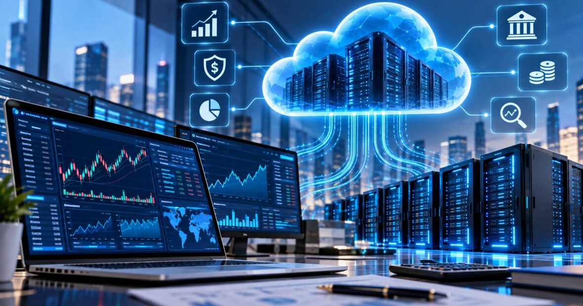 Cloud servers for finance running real-time financial risk software and stress tests
