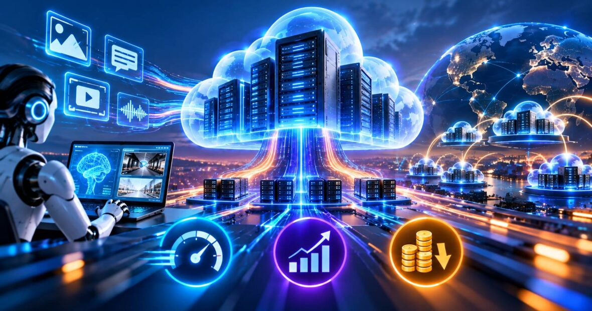 Cloud servers for real-time AI inference applications with GPU clusters serving live predictions