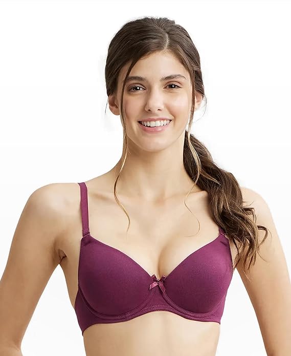 Jockey 1245 Women's Under-Wired Padded Super Combed Cotton Elastane Stretch Multiway Styling T-Shirt Bra with Detachable Straps