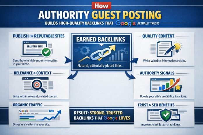 Authority guest posting strategy to build high quality backlinks from trusted websites