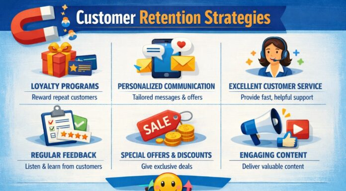 Four Strategies To Guarantee High Customer Retention Rates customer retention strategies concept showing repeat customers and business growth